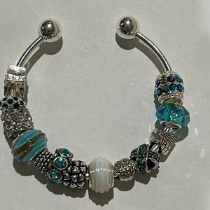 TURQUOISE BANGLE EUROPEAN CHARM BRACELET